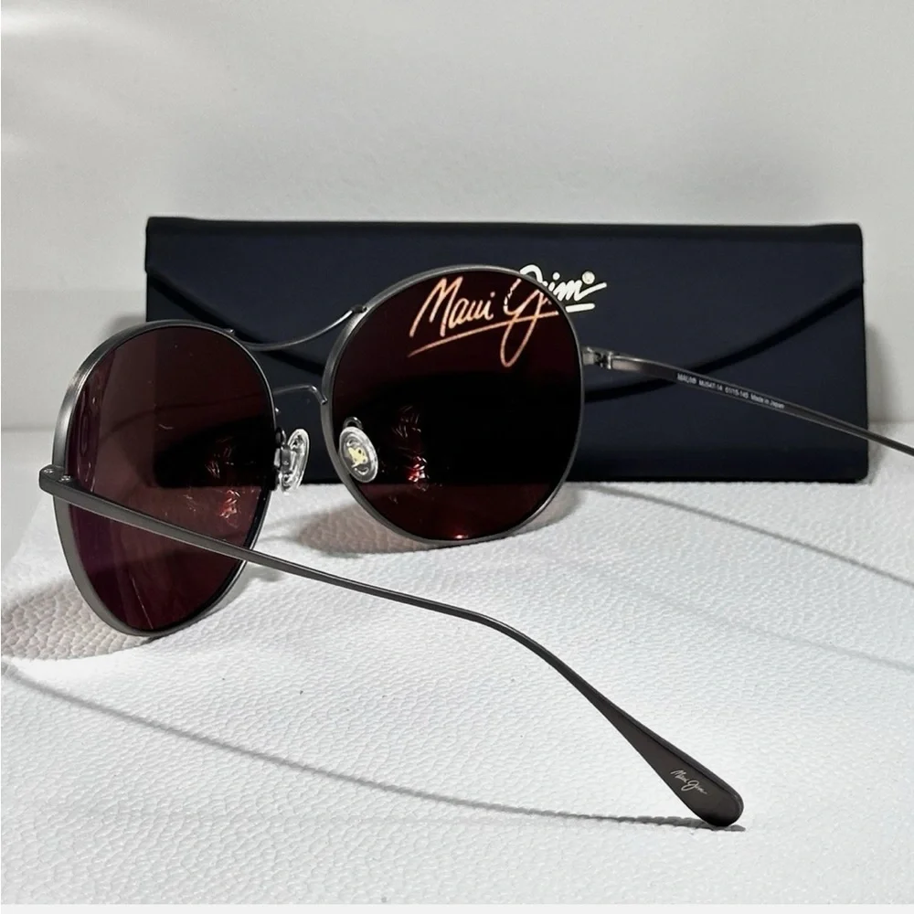 NWOT Maui Jim Opihi Purple Mirrored Polarized Titanium Sunglasses